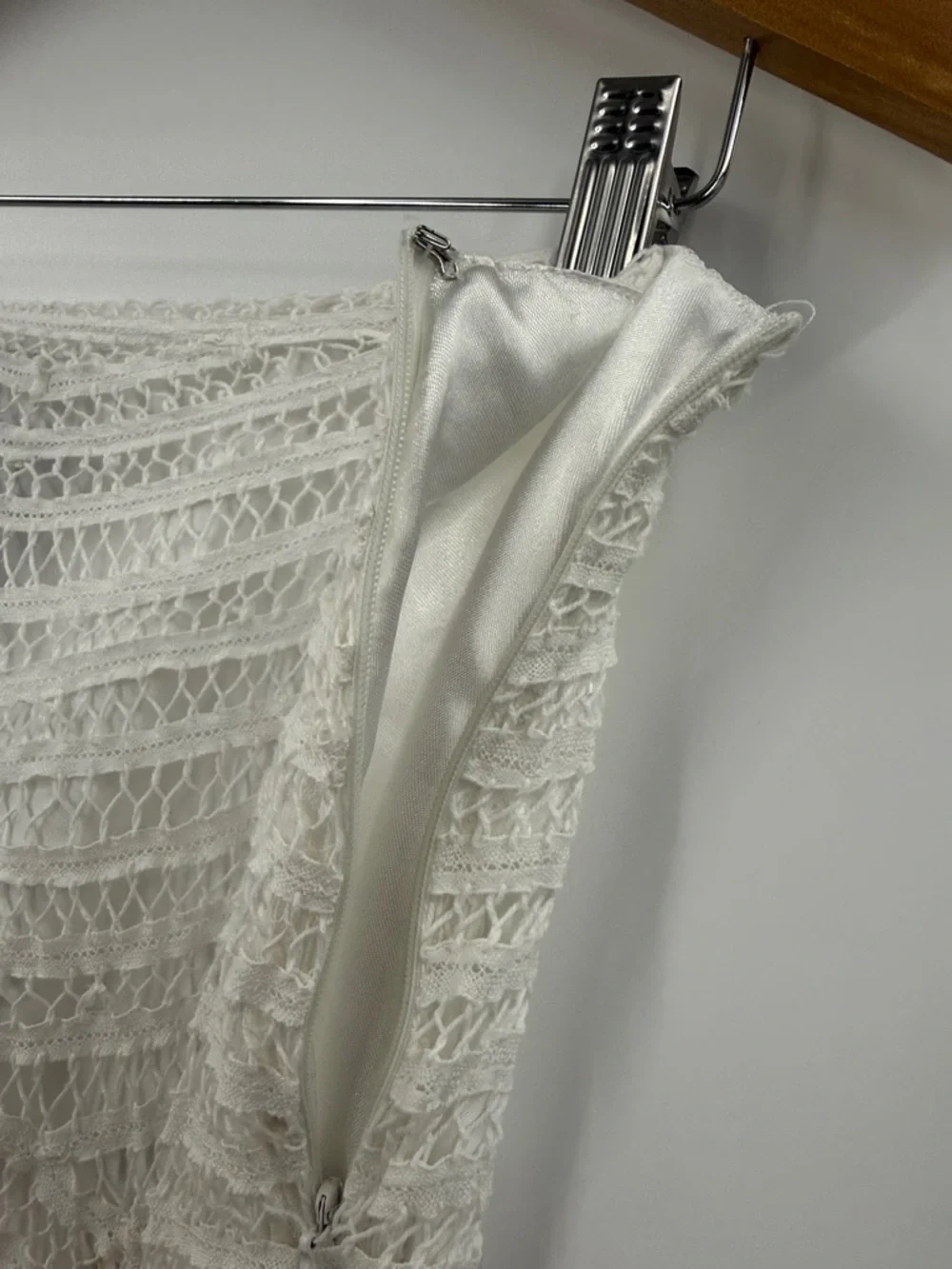 Willi Smith white lace floral linen cotton blend skirt summer feminine size 10